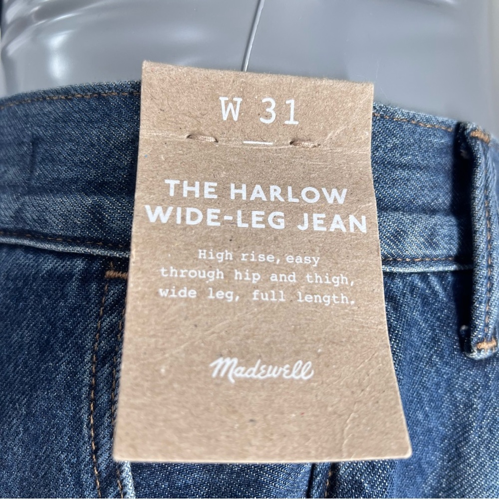 Madewell The Hallow Wide-Leg High Rise Pleat Front Dark Wash Blue Jeans-Size 31 - Picture 7 of 10